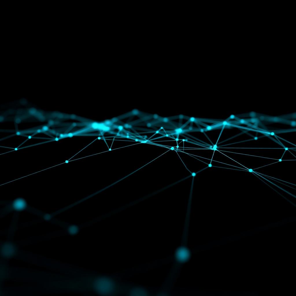 Abstract cyan node network representing an AI agent pipeline
